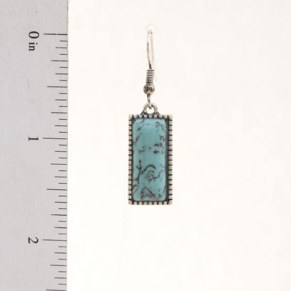 RECTANGLE TURQUOISE BEAD DANGLE EARRING