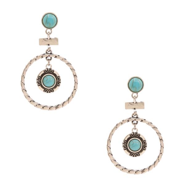 ROUND TURQUOISE BEAD DANGLE EARRING