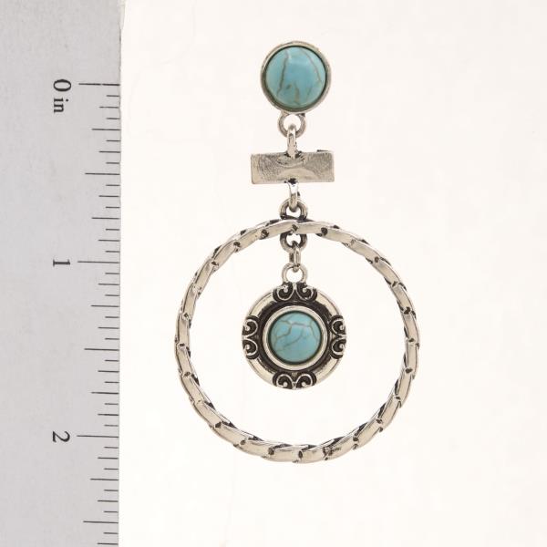 ROUND TURQUOISE BEAD DANGLE EARRING