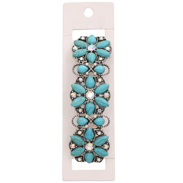 WESTERN STYLE TURQUOISE BEAD FLOWER LINK BRACELET