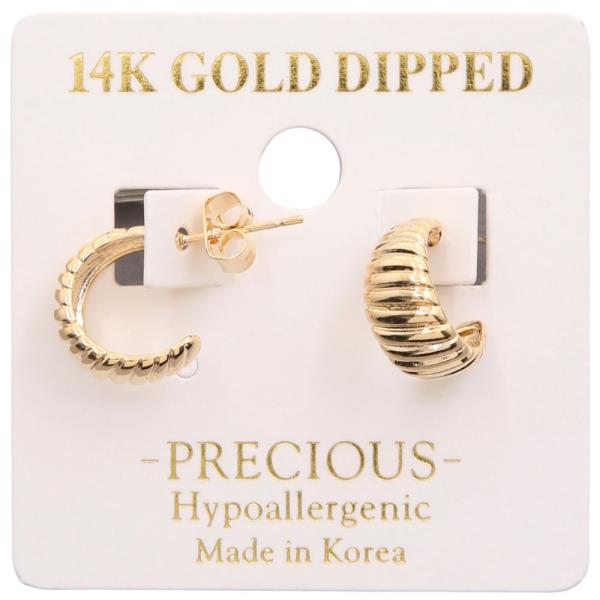 14K GOLD DIPPED LINED HUGGIE EARRING