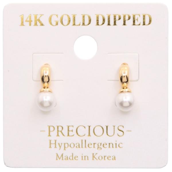 14K GOLD DIPPED PEARL BEAD EARRING