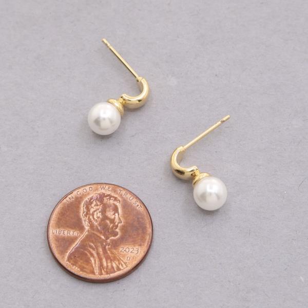 14K GOLD DIPPED PEARL BEAD EARRING