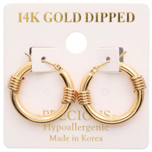 14K GOLD DIPPED WIRE WRAPPED HOOP EARRING