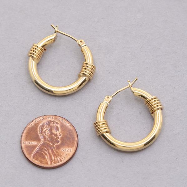 14K GOLD DIPPED WIRE WRAPPED HOOP EARRING