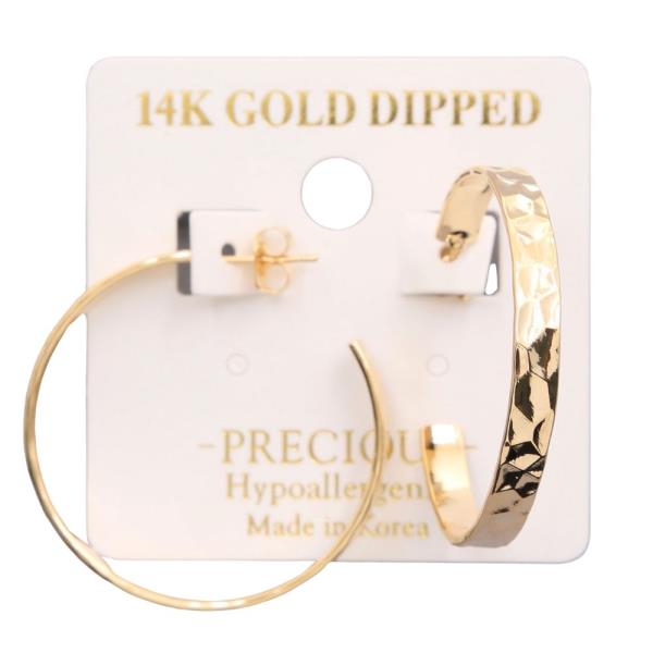 14K GOLD DIPPED SQUARE EDGE OPEN HOOP EARRING