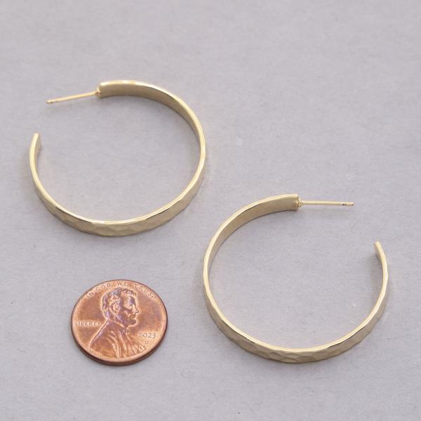 14K GOLD DIPPED SQUARE EDGE OPEN HOOP EARRING
