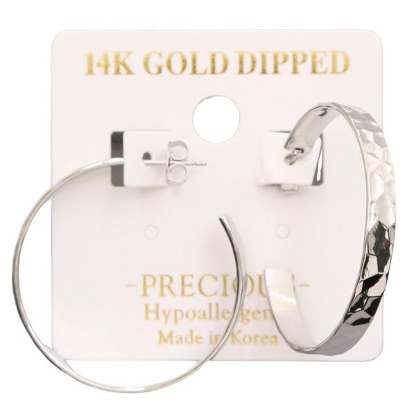14K GOLD DIPPED SQUARE EDGE OPEN HOOP EARRING