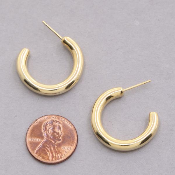 14K GOLD DIPPED OPEN HOOP EARRING