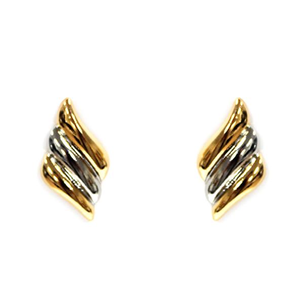 2 TONE METAL TRIPLE WAVE STUD EARRING