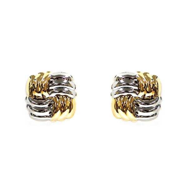 TWO TONE SQUARE WEAVE STUD EARRING