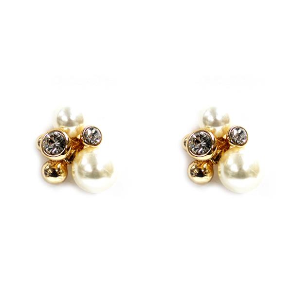 RHINESTONE PEARL CLUSTER STUD EARRING