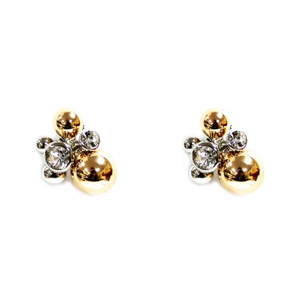 RHINESTONE METAL BEAD CLUSTER STUD EARRING