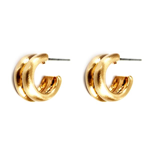 BRUSHED METAL MINI OPEN C HOOP EARRING