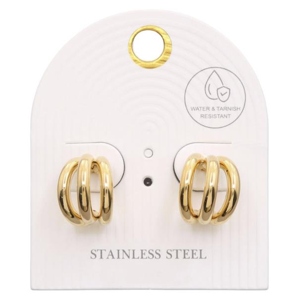 TRIPLE HOOP STAINLESS STEEL EARRING