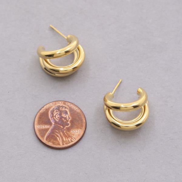 TRIPLE HOOP STAINLESS STEEL EARRING