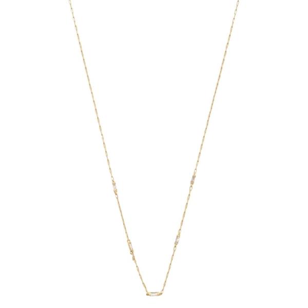 18K BRASS CZ STATION CHAIN NECKLACE