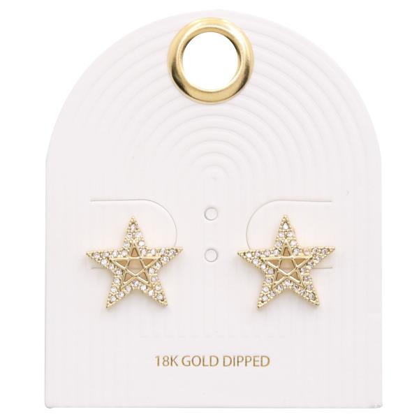 RHINESTONE STAR 18K GOLD DIPPED EARRING
