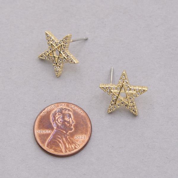 RHINESTONE STAR 18K GOLD DIPPED EARRING