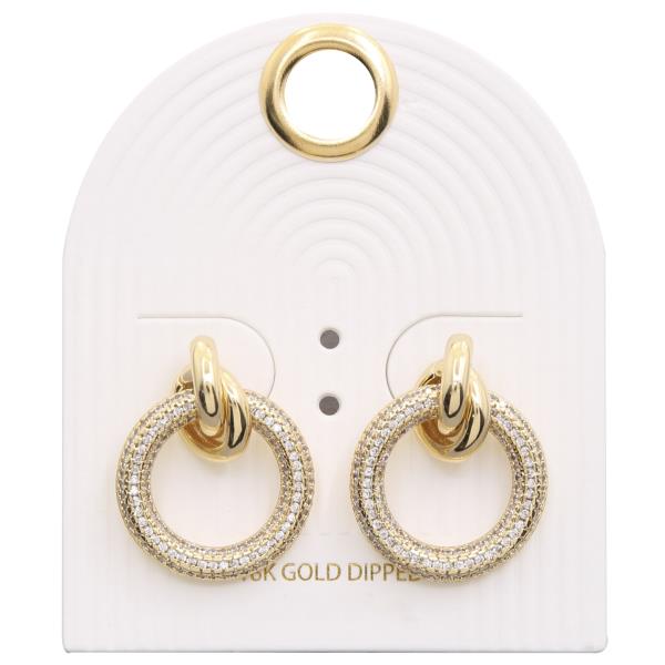 KNOT ROUND RHINESTONE 18K GOLD DIPPED EARRING