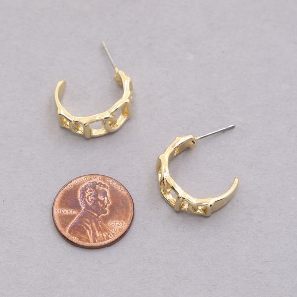 CURB LINK OPEN HOOP 18K GOLD DIPPED EARRING