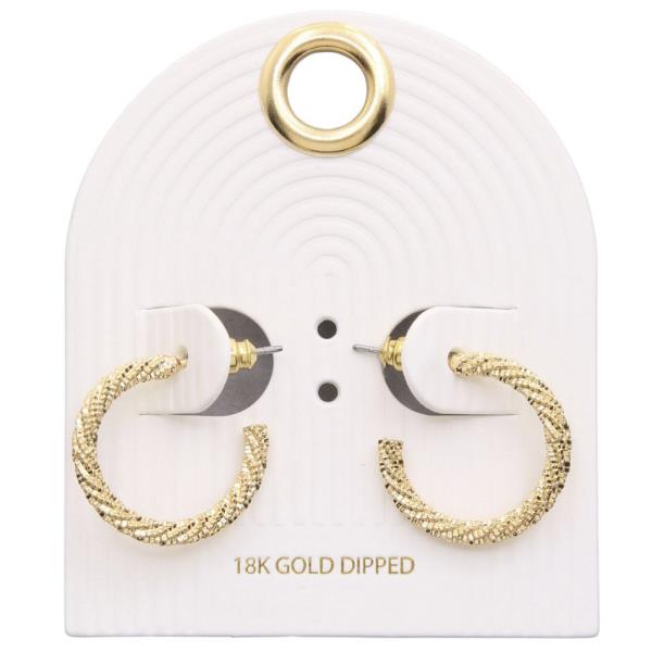 TEXTURED OPEN HOOP 18K GOLD DIPPED EARRING