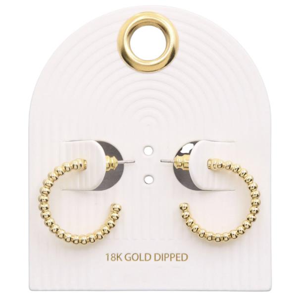 BALL BEAD OPEN HOOP 18K GOLD DIPPED EARRING