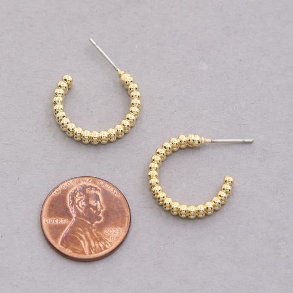 BALL BEAD OPEN HOOP 18K GOLD DIPPED EARRING