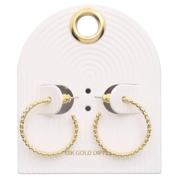BALL BEAD OPEN HOOP 18K GOLD DIPPED EARRING