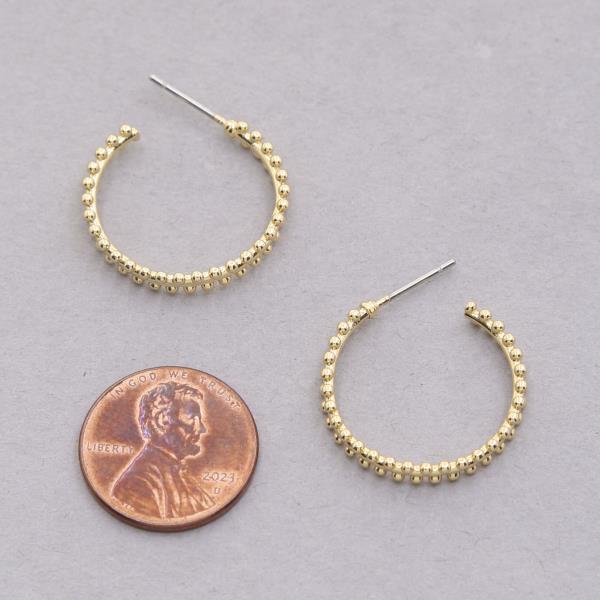BALL BEAD OPEN HOOP 18K GOLD DIPPED EARRING