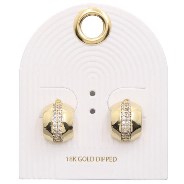 RHINESTONE LINE OPEN CIRCLE 18K GOLD DIPPED EARRING