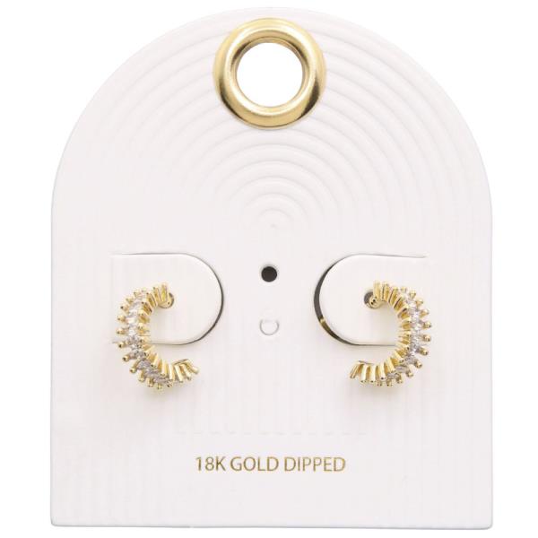RHINESTONE MINI HOOP 18K GOLD DIPPED EARRING