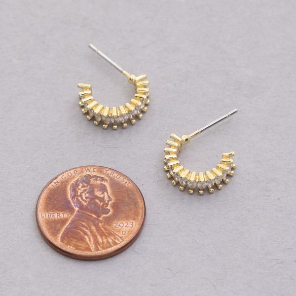 RHINESTONE MINI HOOP 18K GOLD DIPPED EARRING