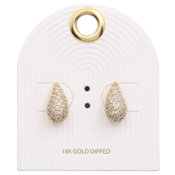 RHINESTONE DOME 18K GOLD DIPPED EARRING
