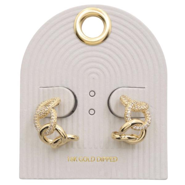 TEXTURED SOLID CURB LINK HOOP 18K GOLD DIPPED EARRING