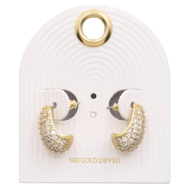RHINESTONE DOME 18K GOLD DIPPED EARRING