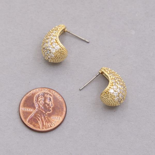RHINESTONE DOME 18K GOLD DIPPED EARRING