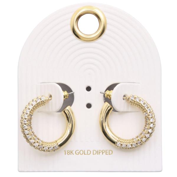 RHINESTONE HOOP 18K GOLD DIPPED EARRING