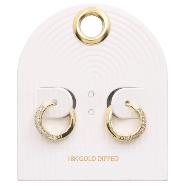 RHINESTONE HOOP 18K GOLD DIPPED EARRING