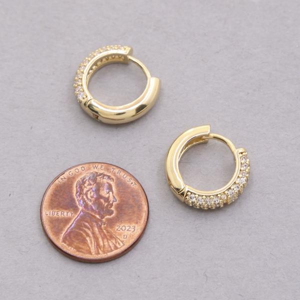 RHINESTONE HOOP 18K GOLD DIPPED EARRING