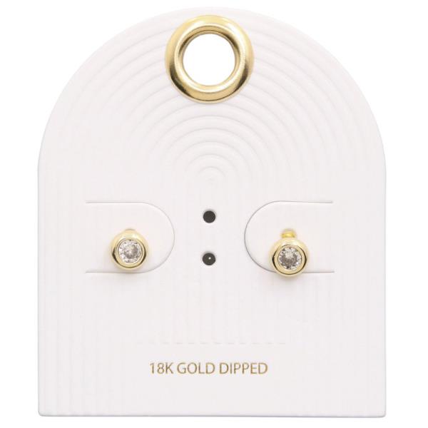 ROUND CRYSTAL STUD 18K GOLD DIPPED EARRING