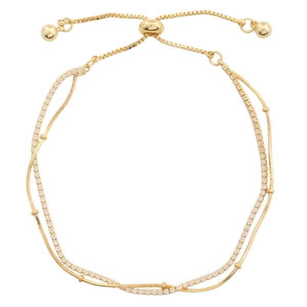 18K BRASS RHINESTONE CHAIN LINK BRACELET