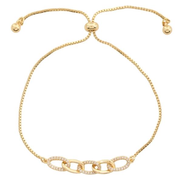 BRASS RHINESTONE PAVE CHAIN LINK BRACELET