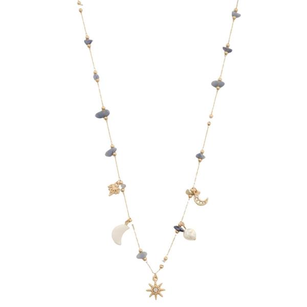STAR PENDANT SUN MOON CHARM STATION NECKLACE