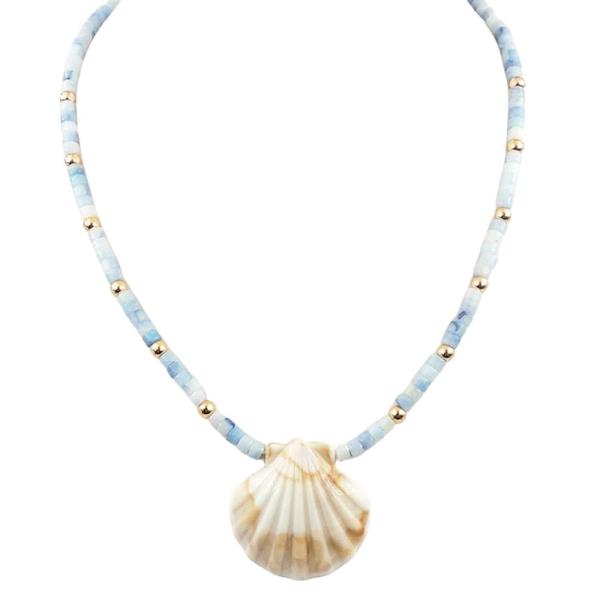 SCALLOP PENDANT BEAD NECKLACE