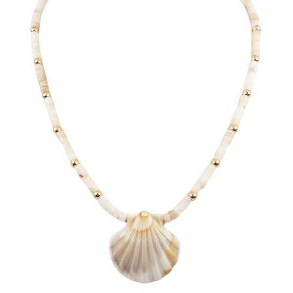 SCALLOP PENDANT BEAD NECKLACE