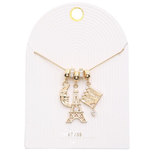MOON EIFFEL TOWER CHARM METAL NECKLACE