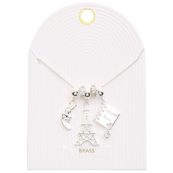 MOON EIFFEL TOWER CHARM METAL NECKLACE