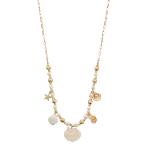SEALIFE SEASHELL CHARM PEARL STRAND NECKLACE