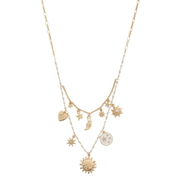 LAYERED SUN STAR CHARM NECKLACE